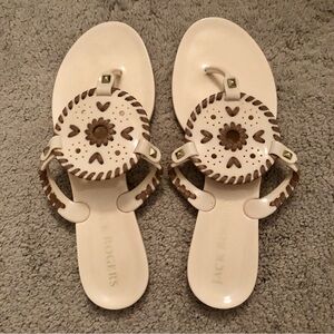 Jack Rogers Georgica Jelly, Bone/Truffle, Size 8, EUC